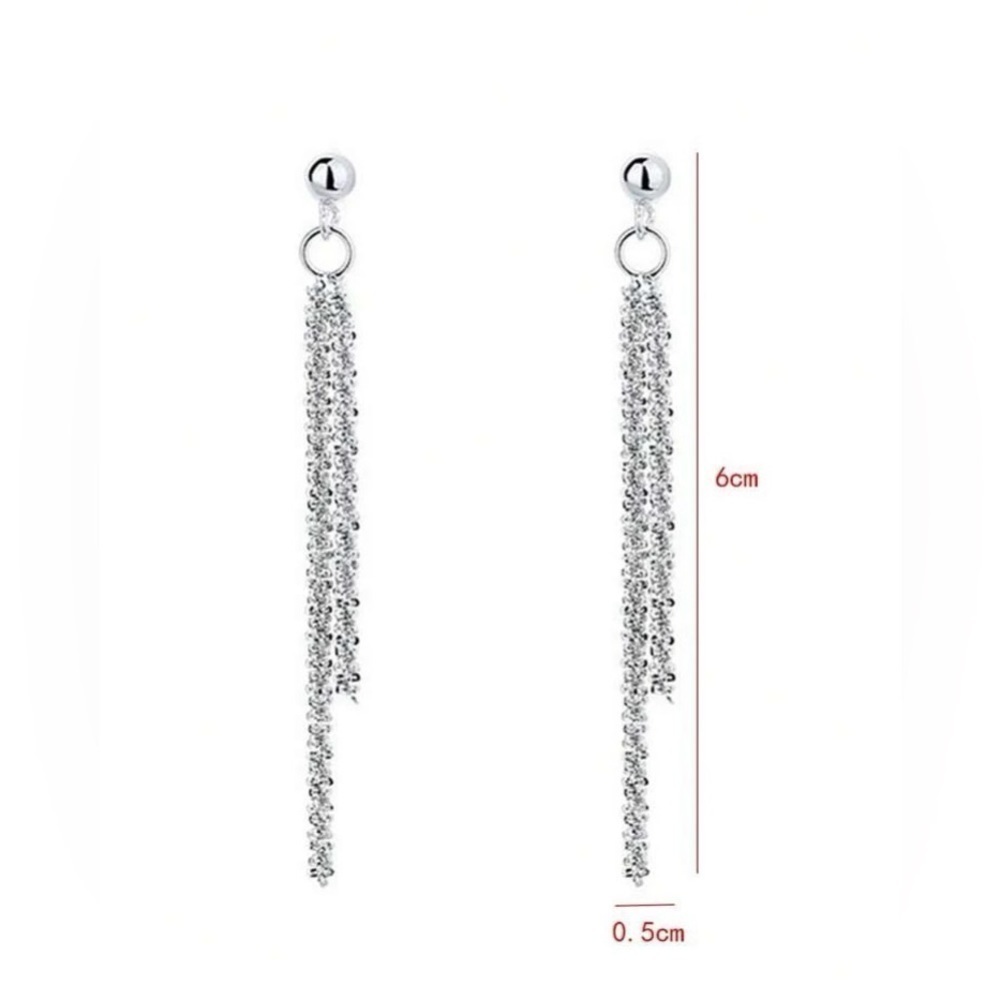 Rhinestone Tassel Drop Earrings - Picture 4 of 4